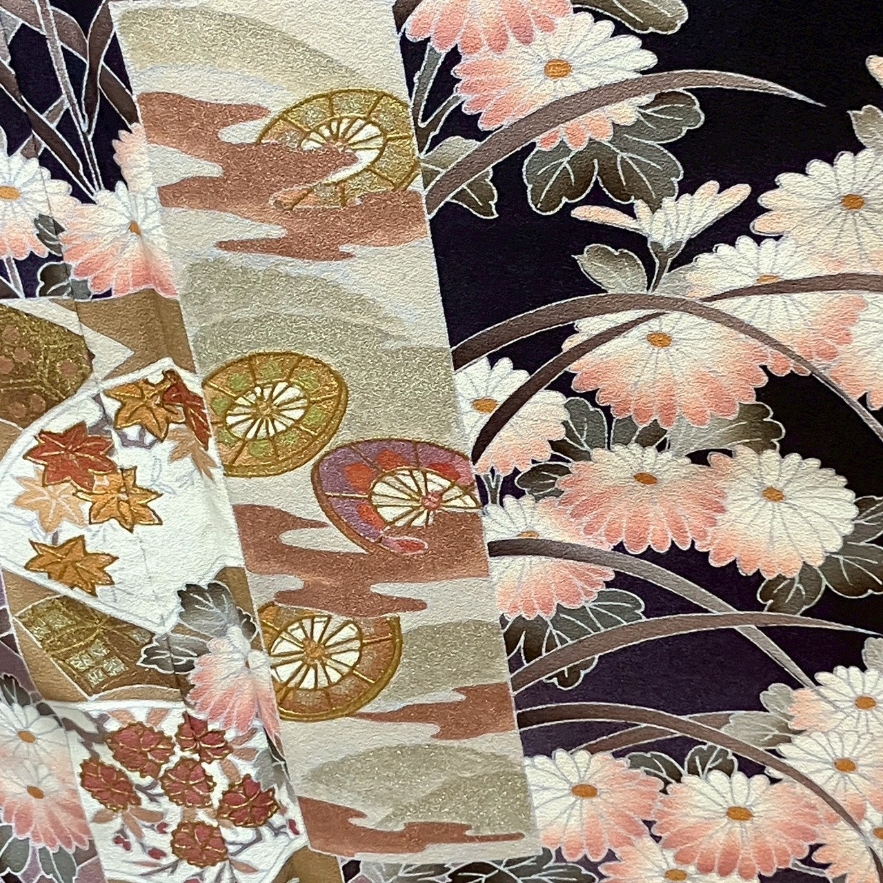 7132# Japanese Kimono Vintage Womens Silk Fabric Robe Kimono only sold