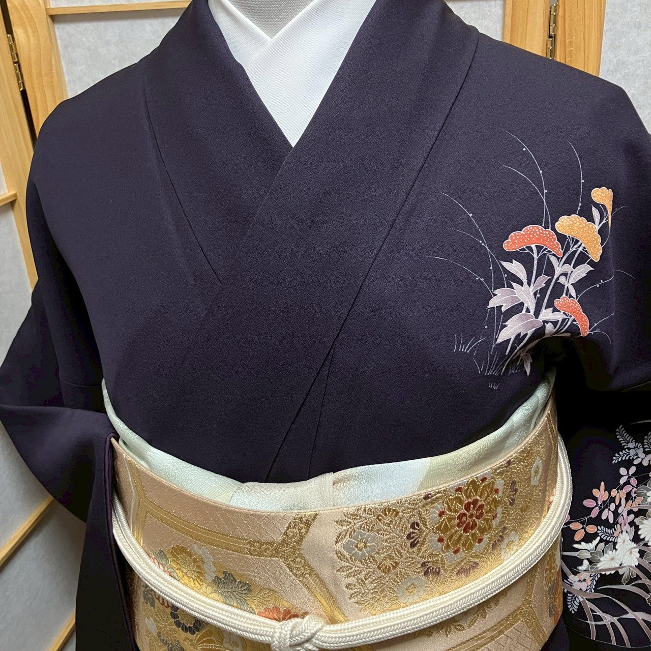 7132# Japanese Kimono Vintage Womens Silk Fabric Robe Kimono only sold