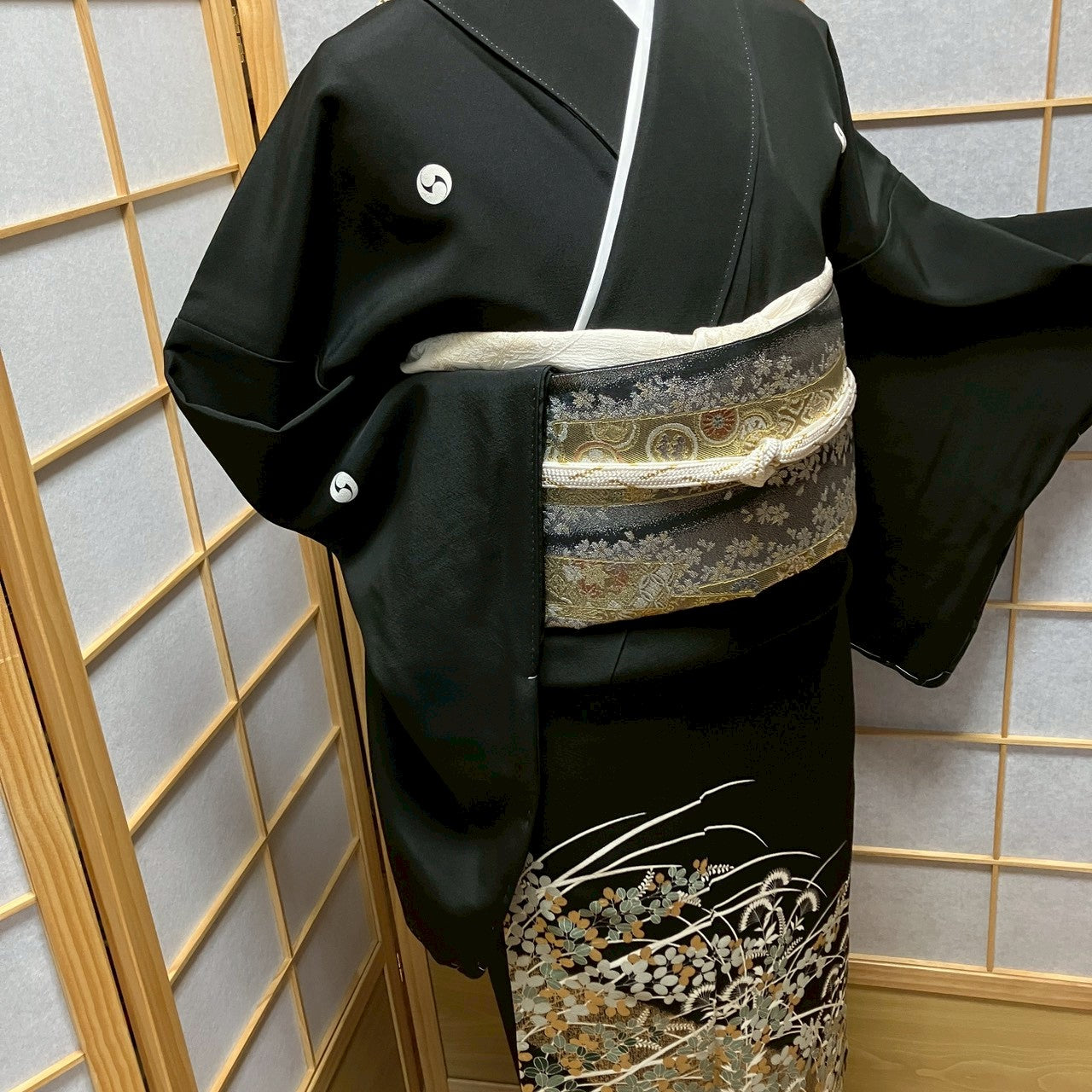 7133# Japanese Tomesode Kimono Vintage Womens Silk Fabric Robe Kimono only sold