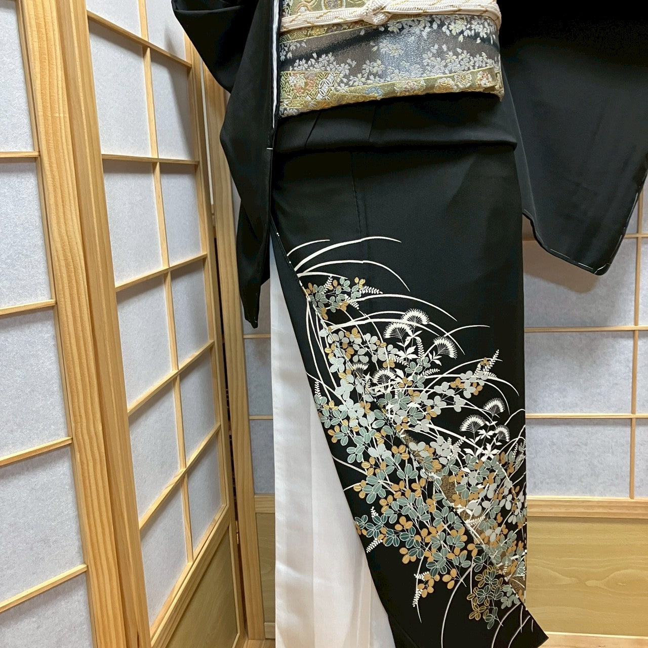 7133# Japanese Tomesode Kimono Vintage Womens Silk Fabric Robe Kimono only sold