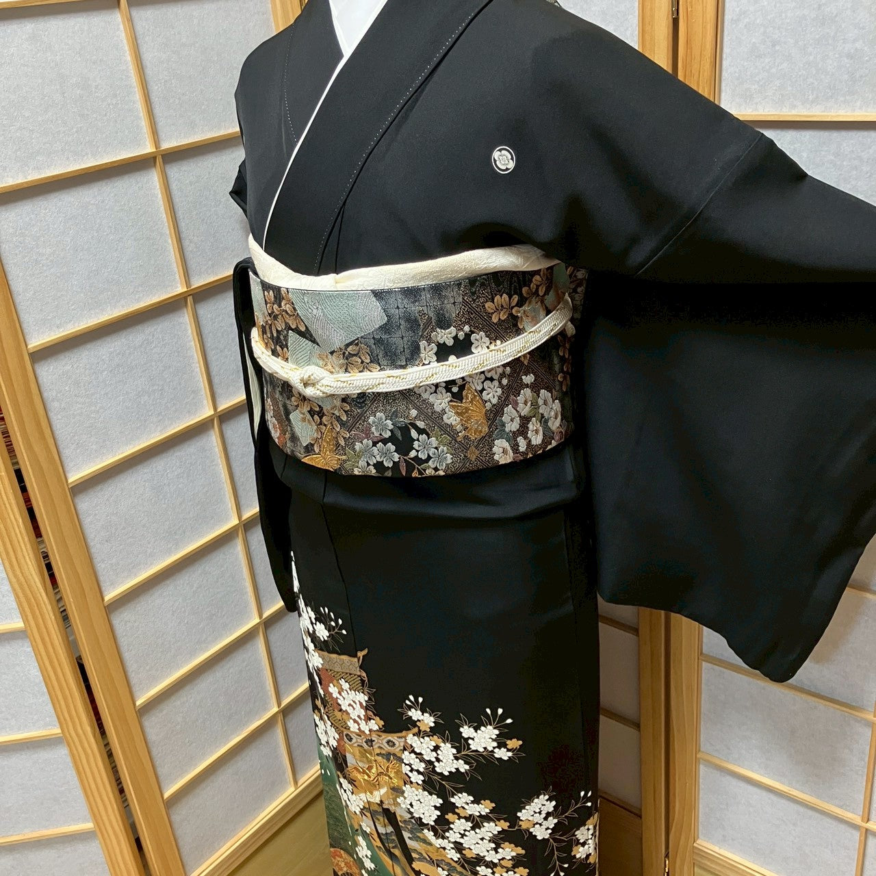 7134# Japanese Tomesode Kimono Vintage Womens Silk Fabric Robe Kimono only sold