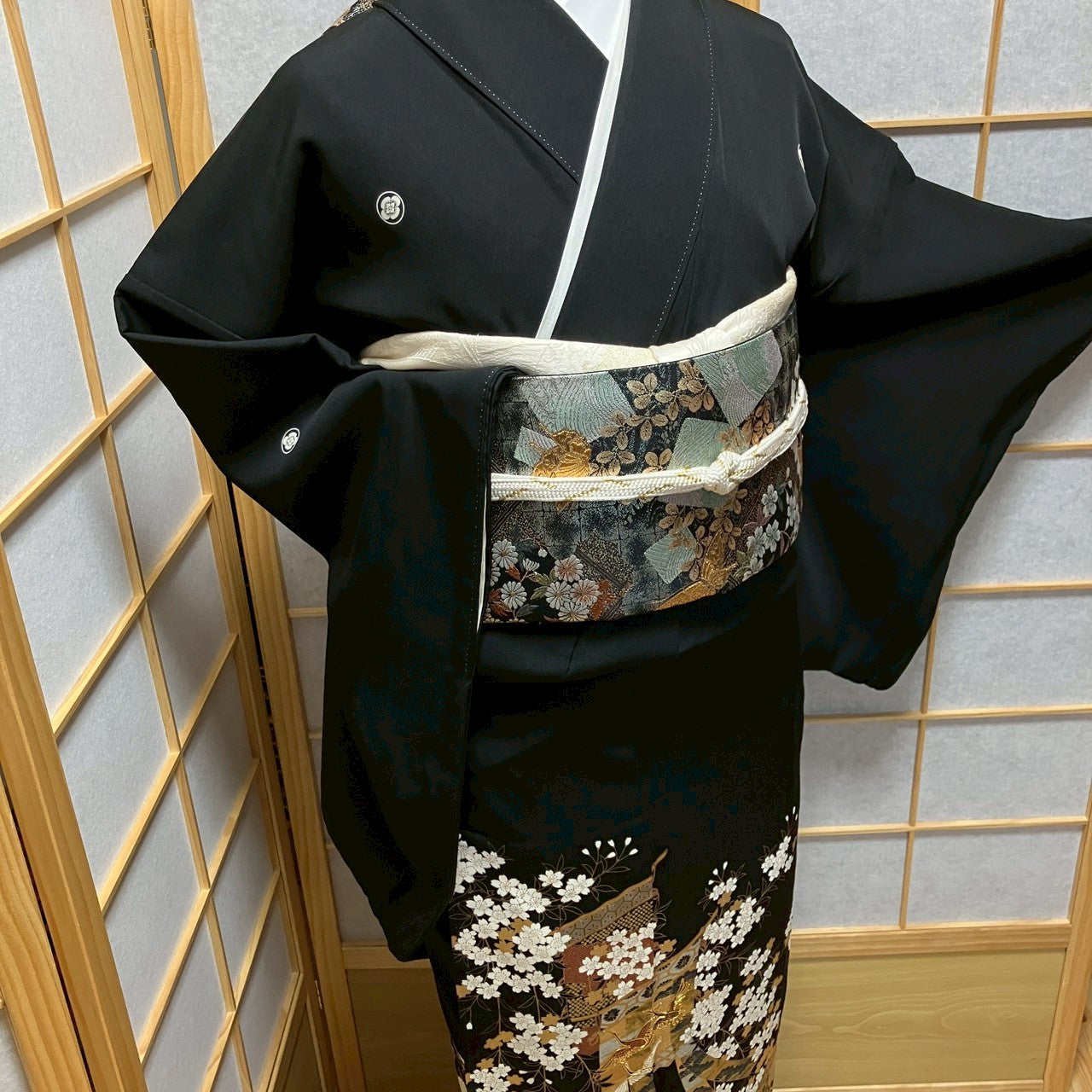 7134# Japanese Tomesode Kimono Vintage Womens Silk Fabric Robe Kimono only sold