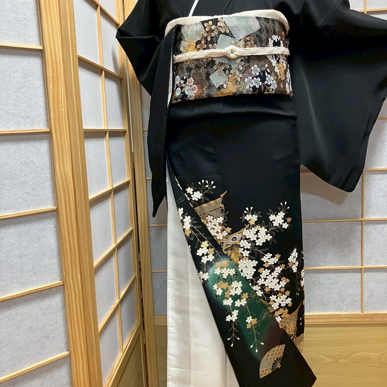 7134# Japanese Tomesode Kimono Vintage Womens Silk Fabric Robe Kimono only sold