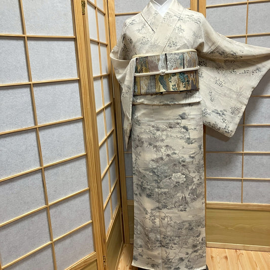 7115# Japanese Kimono Vintage Womens Silk Fabric Robe Kimono only sold