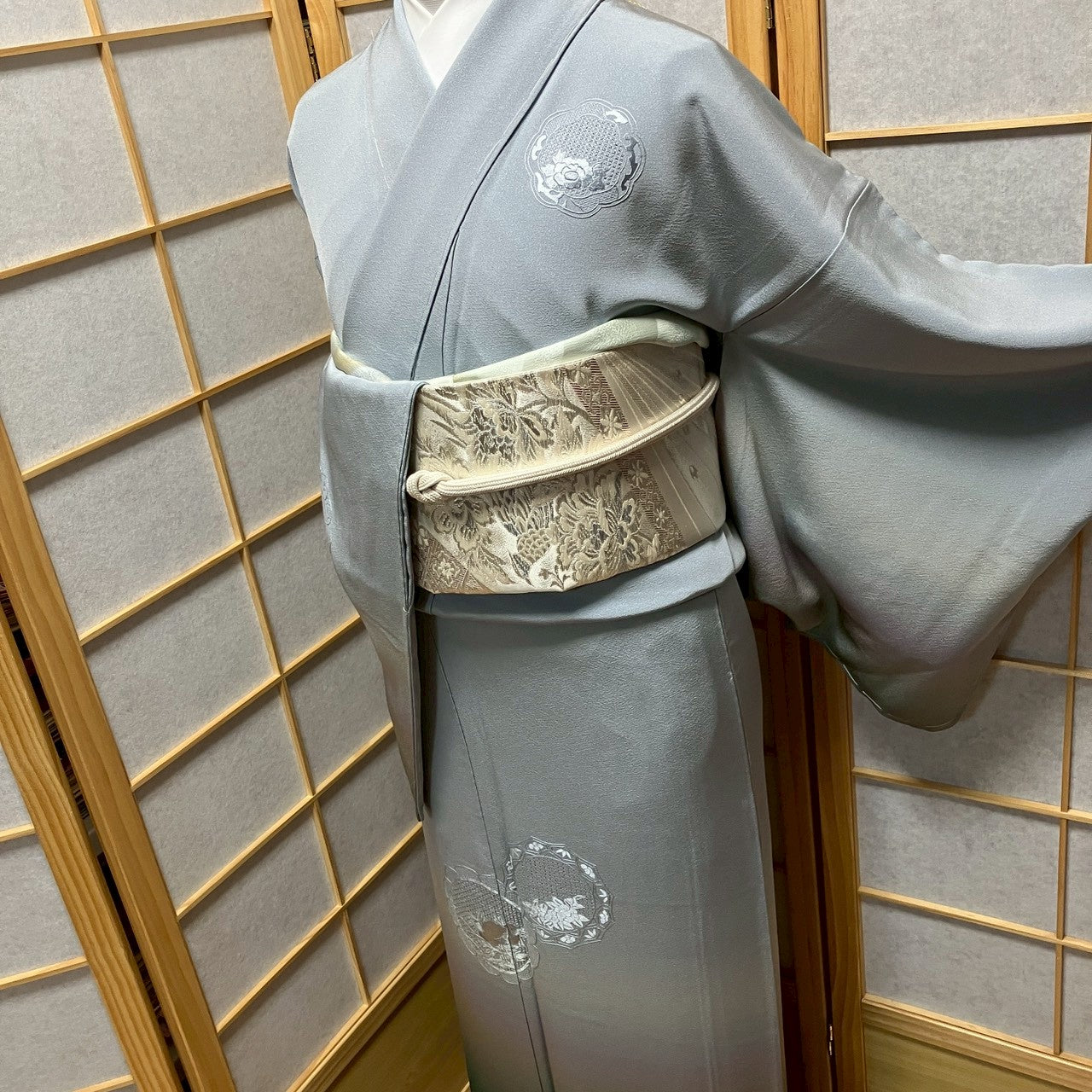 7135# Japanese Kimono Vintage Womens Silk Fabric Robe Kimono only sold