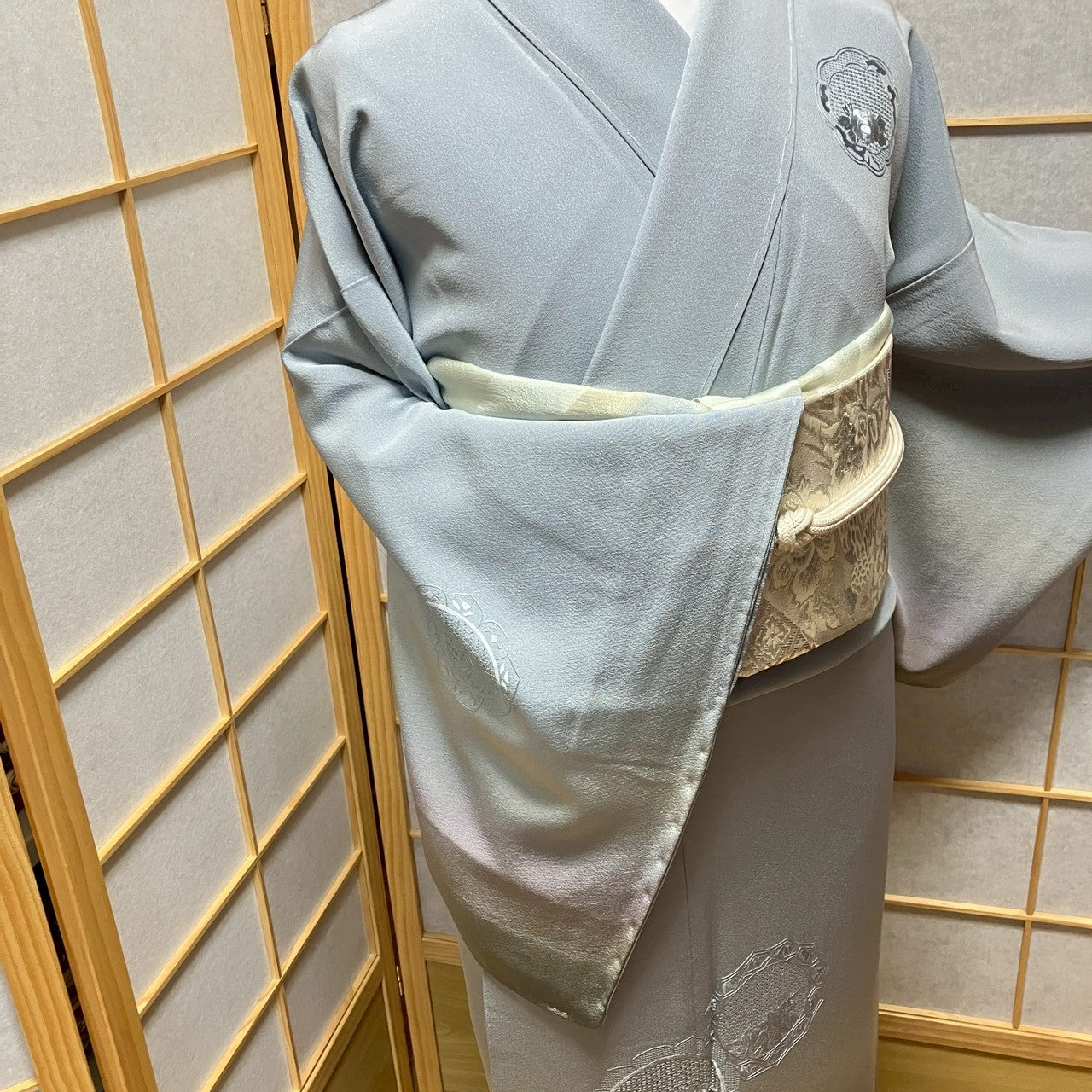 7135# Japanese Kimono Vintage Womens Silk Fabric Robe Kimono only sold