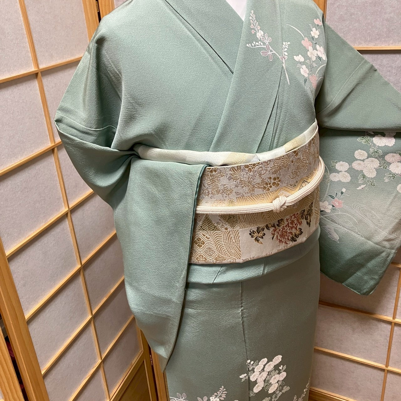 7116# Japanese Kimono Vintage Womens Silk Fabric Robe Kimono only sold