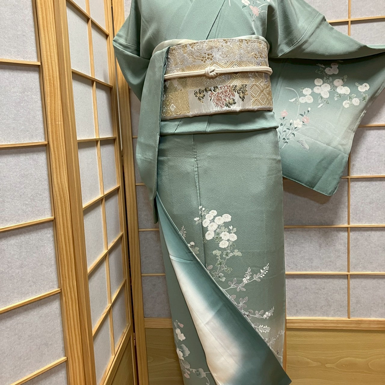 7116# Japanese Kimono Vintage Womens Silk Fabric Robe Kimono only sold