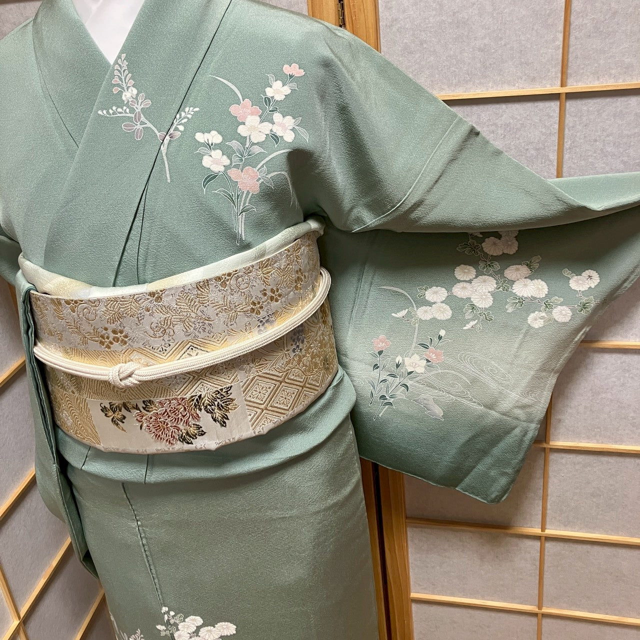 7116# Japanese Kimono Vintage Womens Silk Fabric Robe Kimono only sold