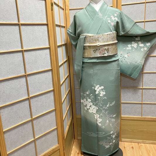 7116# Japanese Kimono Vintage Womens Silk Fabric Robe Kimono only sold