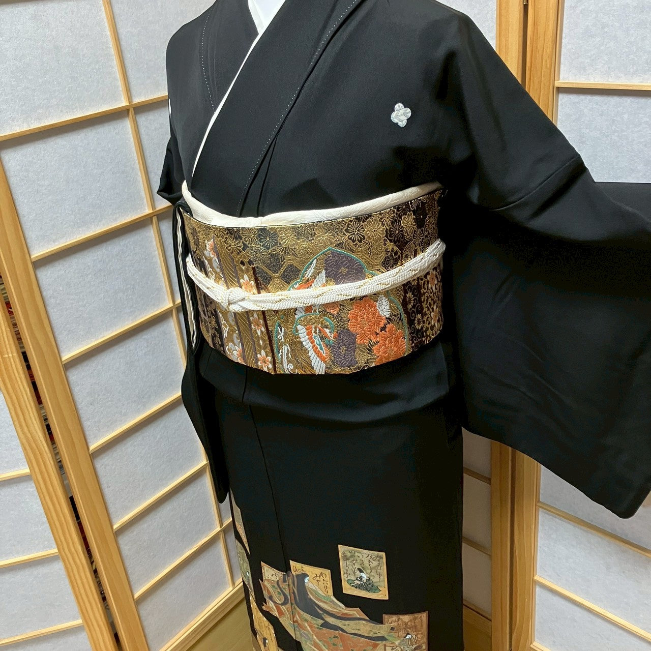 7117# Japanese Tomesode Kimono Vintage Womens Silk Fabric Robe Kimono only sold