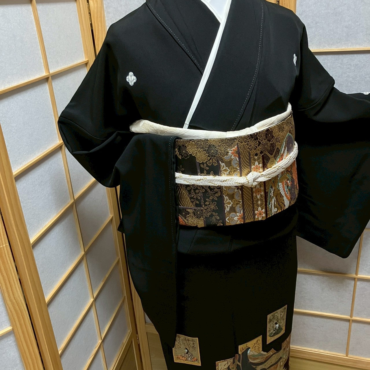 7117# Japanese Tomesode Kimono Vintage Womens Silk Fabric Robe Kimono only sold