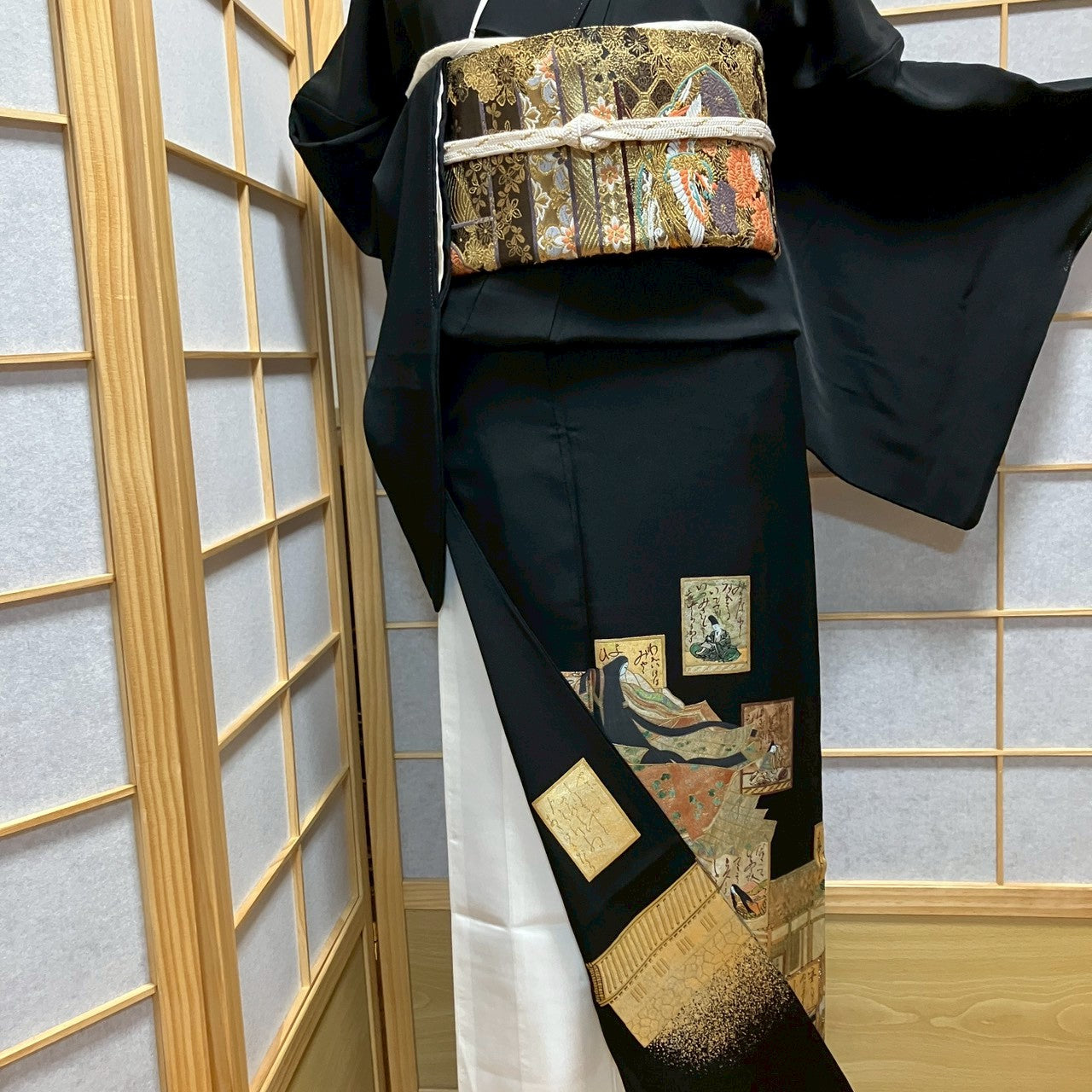 7117# Japanese Tomesode Kimono Vintage Womens Silk Fabric Robe Kimono only sold