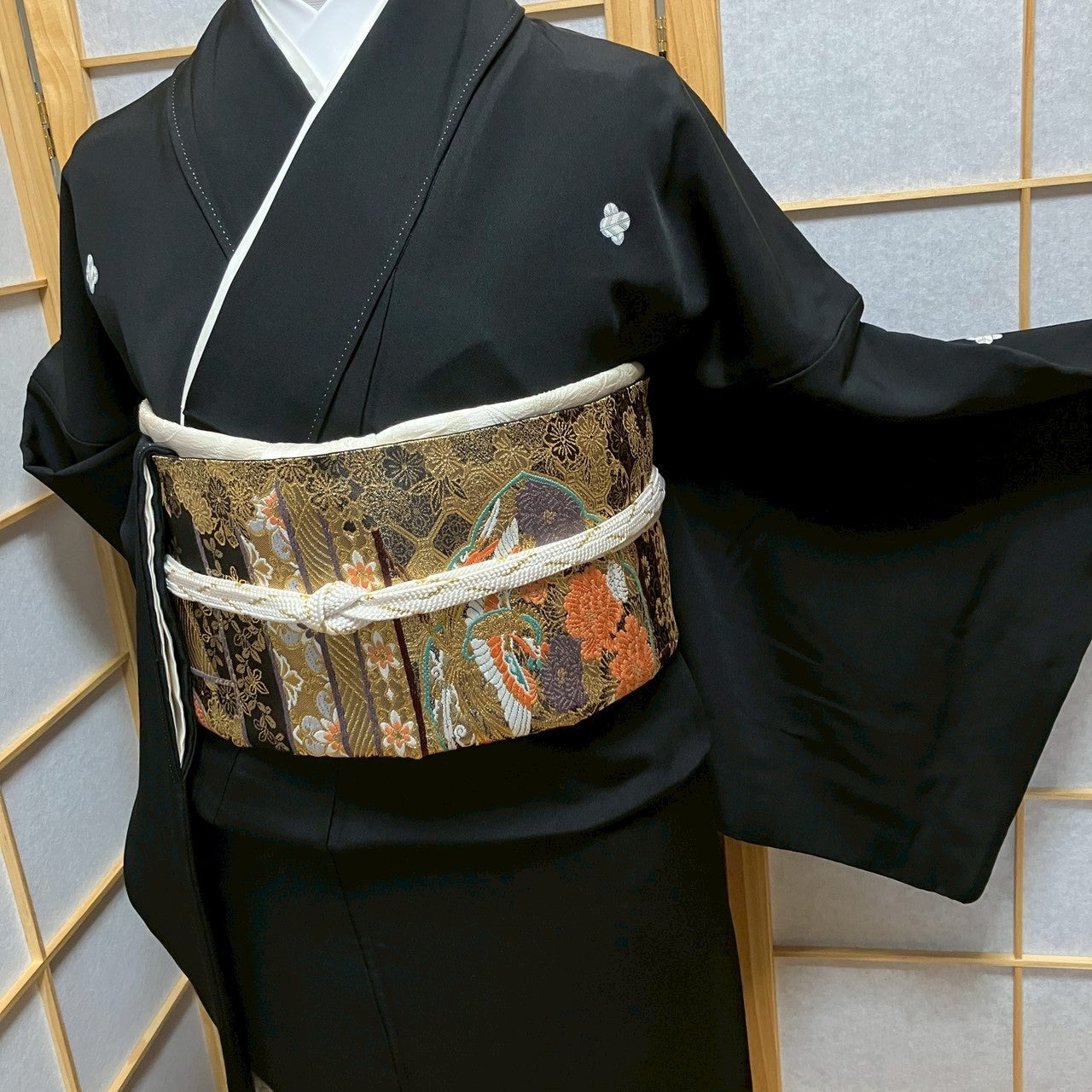 7117# Japanese Tomesode Kimono Vintage Womens Silk Fabric Robe Kimono only sold