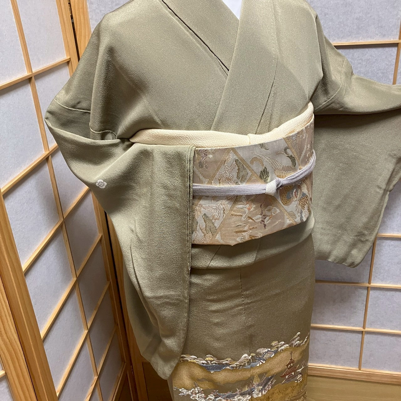 7114# Japanese Tomesode Kimono Vintage Womens Silk Fabric Robe Kimono only sold