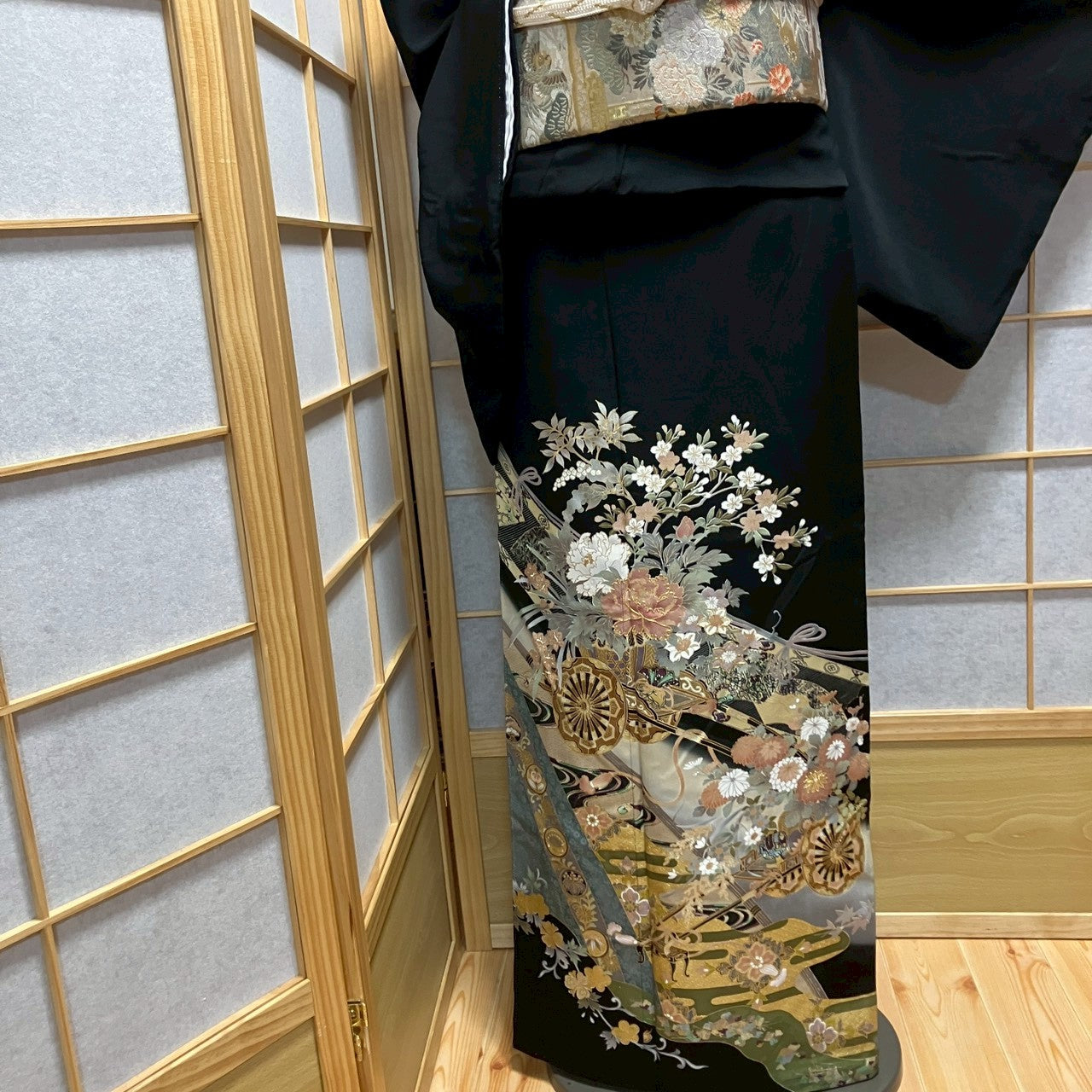 7118# Japanese Tomesode Kimono Vintage Womens Silk Fabric Robe Kimono only sold