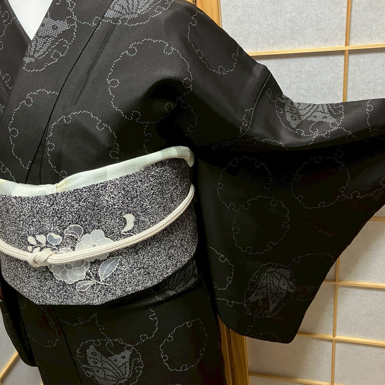 7119# Japanese Kimono Vintage Womens Silk Pongee Fabric Robe Kimono only sold