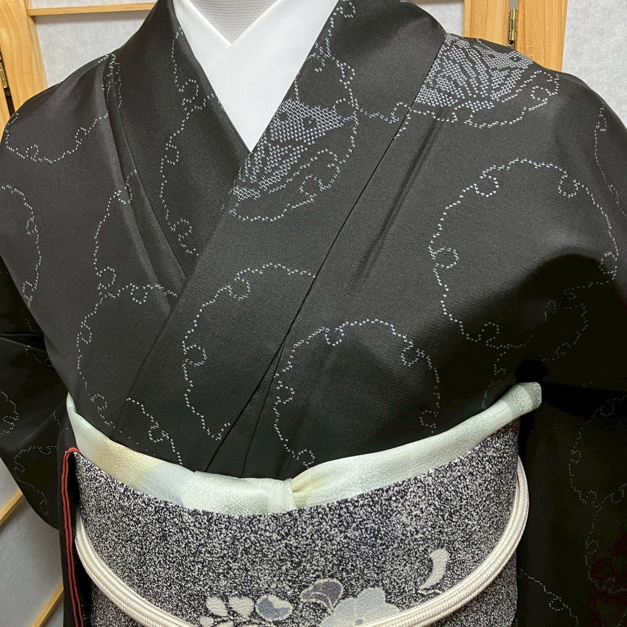 7119# Japanese Kimono Vintage Womens Silk Pongee Fabric Robe Kimono only sold