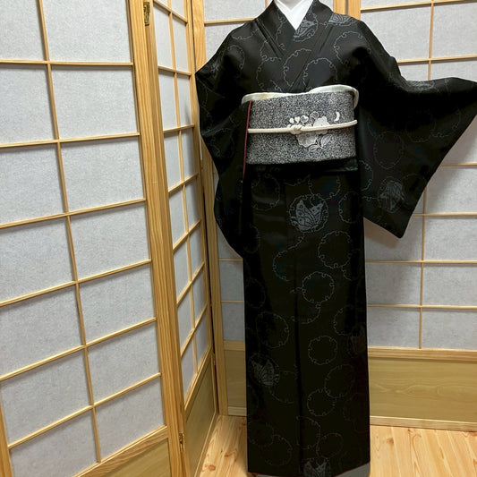 7119# Japanese Kimono Vintage Womens Silk Pongee Fabric Robe Kimono only sold