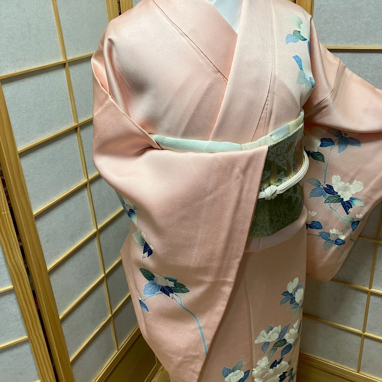 7120# Japanese Kimono Vintage Womens Silk Fabric Robe Kimono only sold Pink
