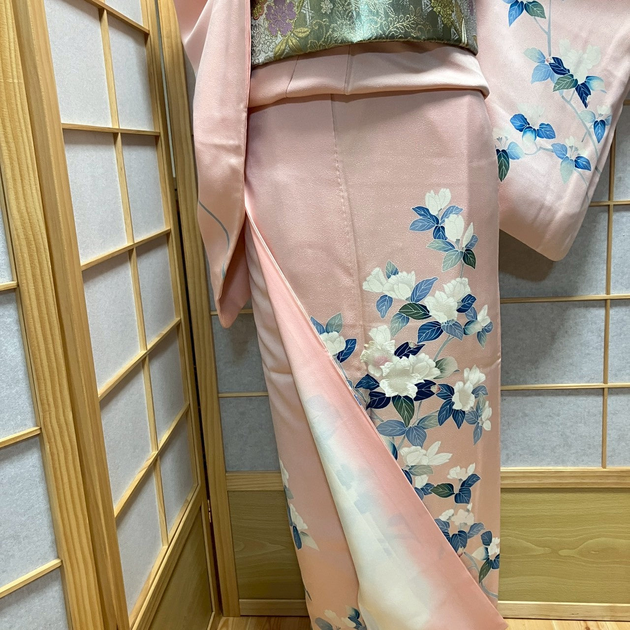 7120# Japanese Kimono Vintage Womens Silk Fabric Robe Kimono only sold Pink