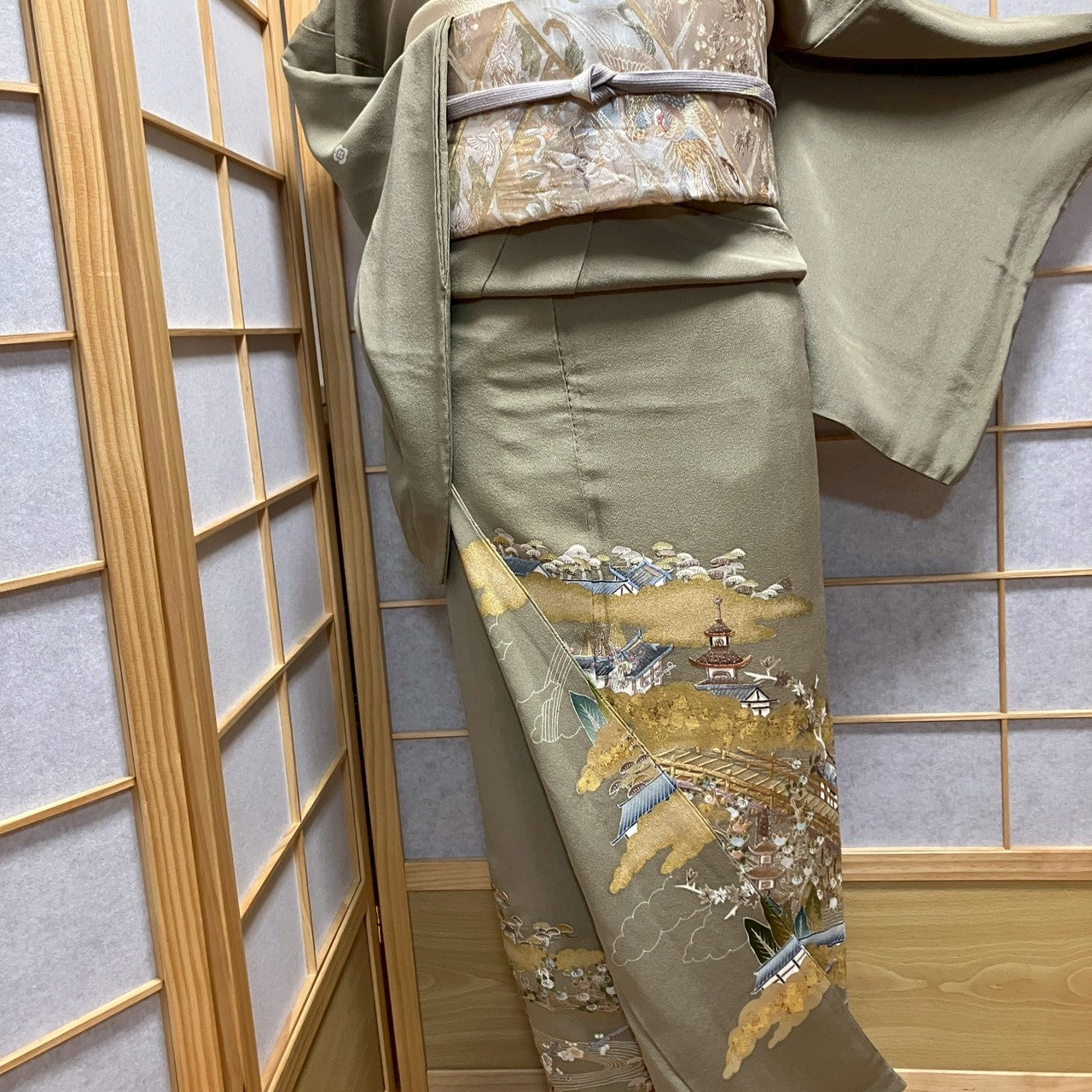 7114# Japanese Tomesode Kimono Vintage Womens Silk Fabric Robe Kimono only sold