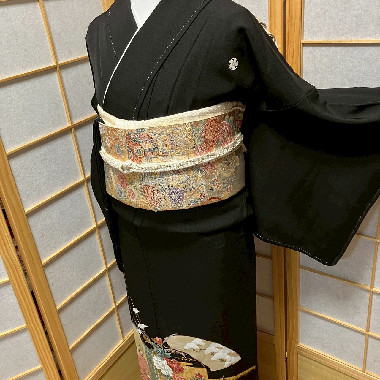 7121# Japanese Tomesode Kimono Vintage Womens Silk Fabric Robe Kimono only sold