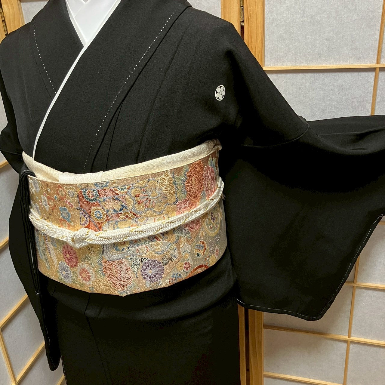 7121# Japanese Tomesode Kimono Vintage Womens Silk Fabric Robe Kimono only sold