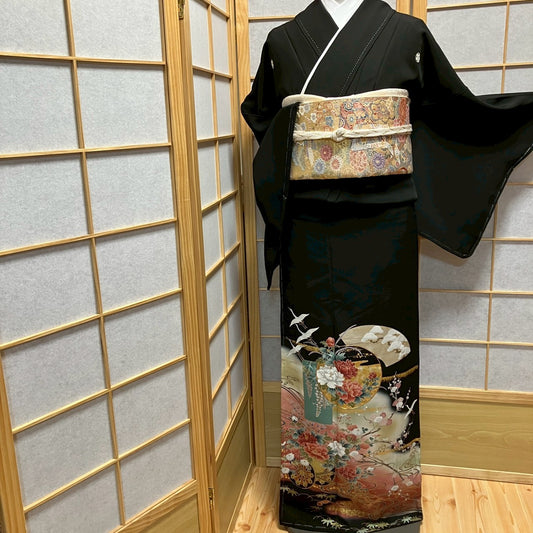 7121# Japanese Tomesode Kimono Vintage Womens Silk Fabric Robe Kimono only sold