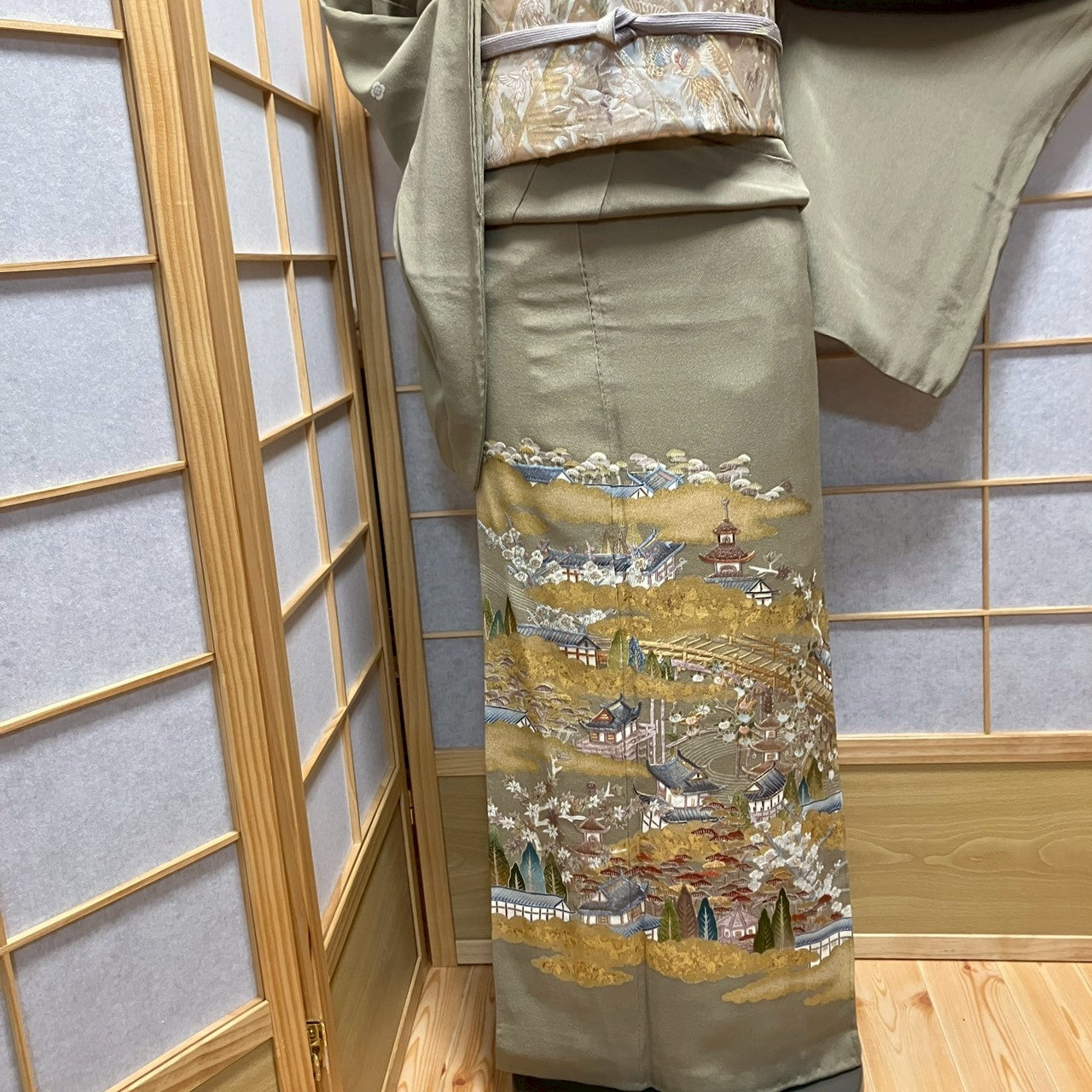 7114# Japanese Tomesode Kimono Vintage Womens Silk Fabric Robe Kimono only sold