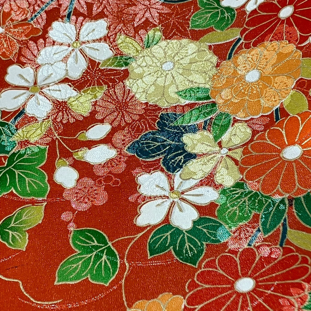 7122# Japanese Vintage Furisode Kimono Obi Obijime Obiage 4-Piece Set Silk Robe