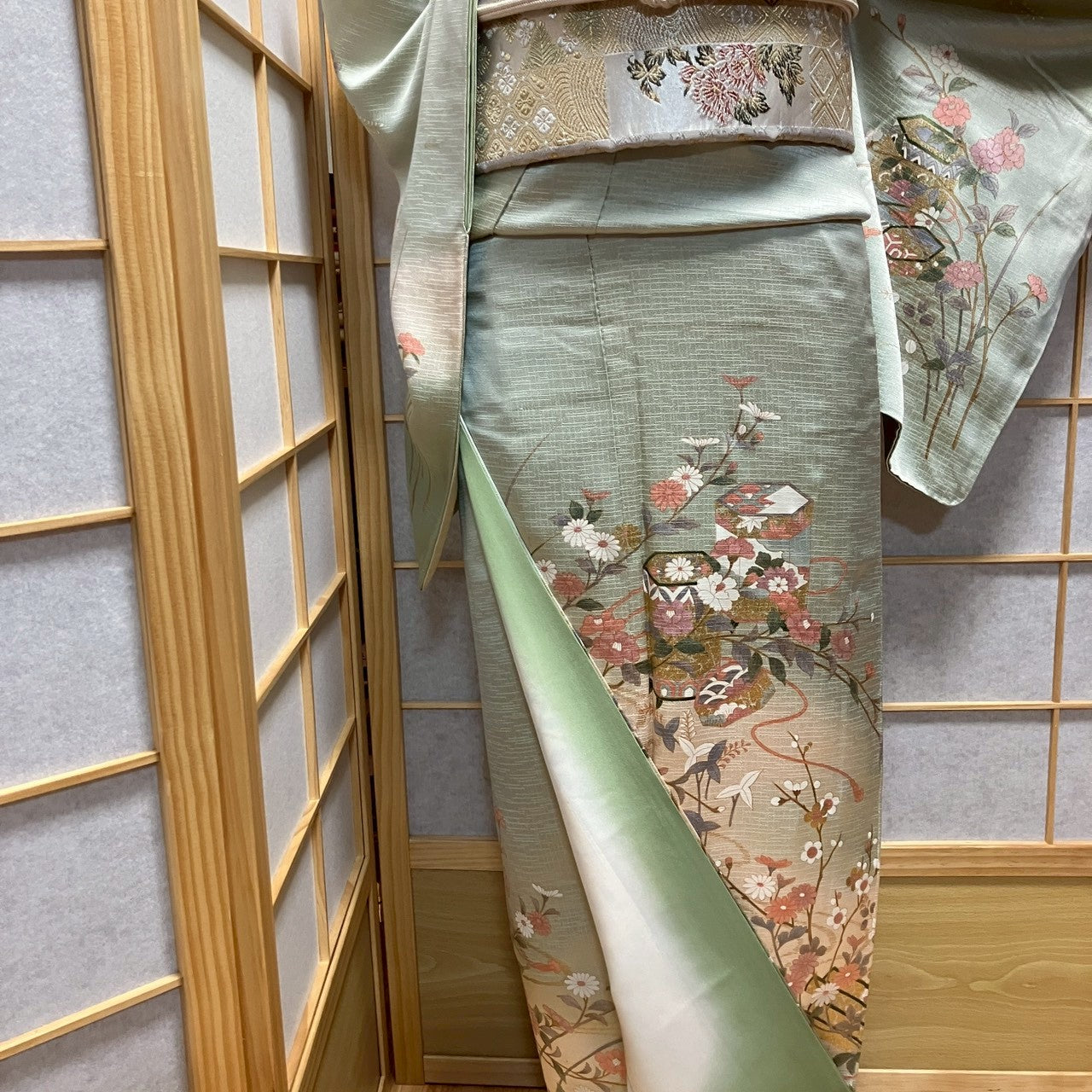7146# Japanese Kimono Vintage Womens Silk Fabric Robe Kimono only sold