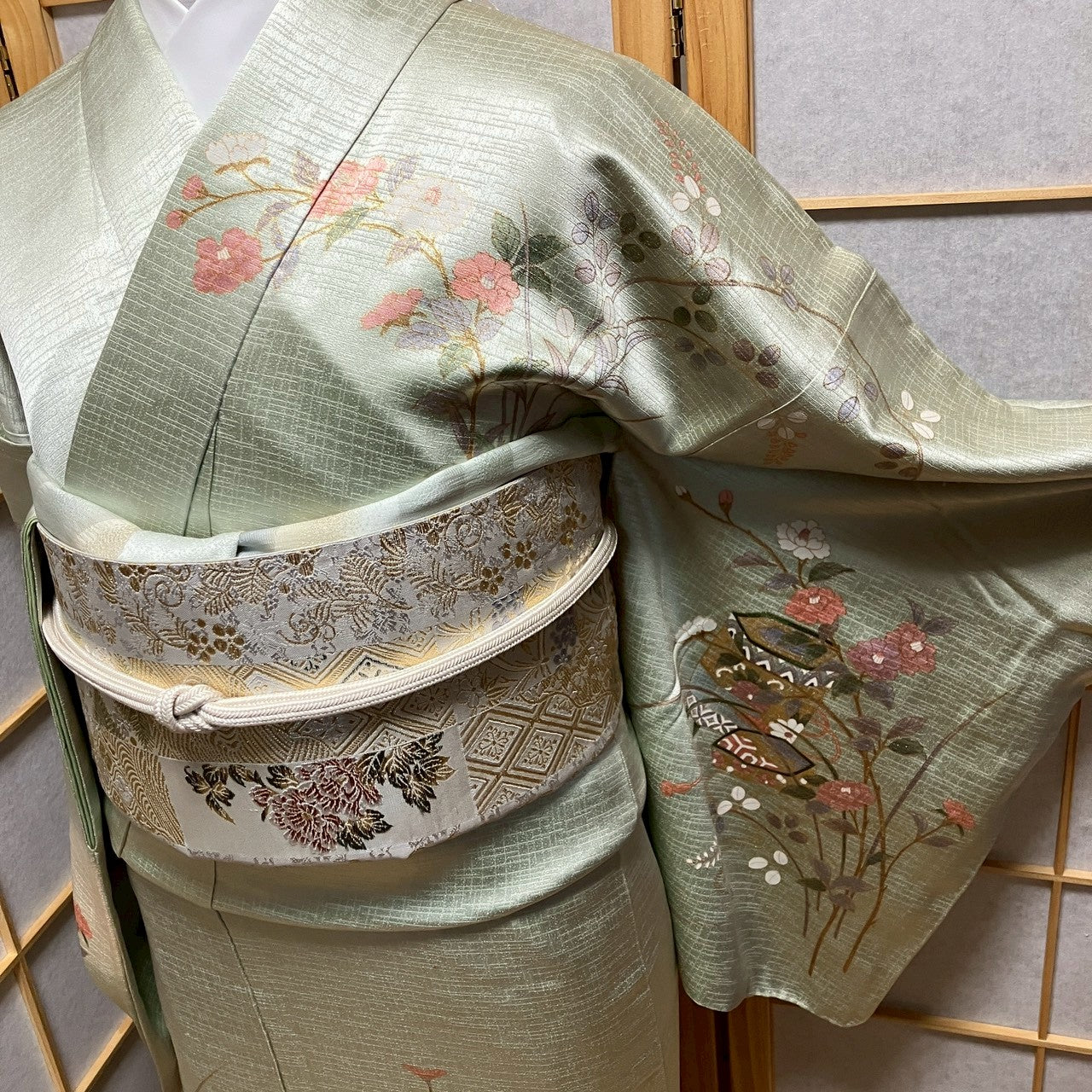 7146# Japanese Kimono Vintage Womens Silk Fabric Robe Kimono only sold