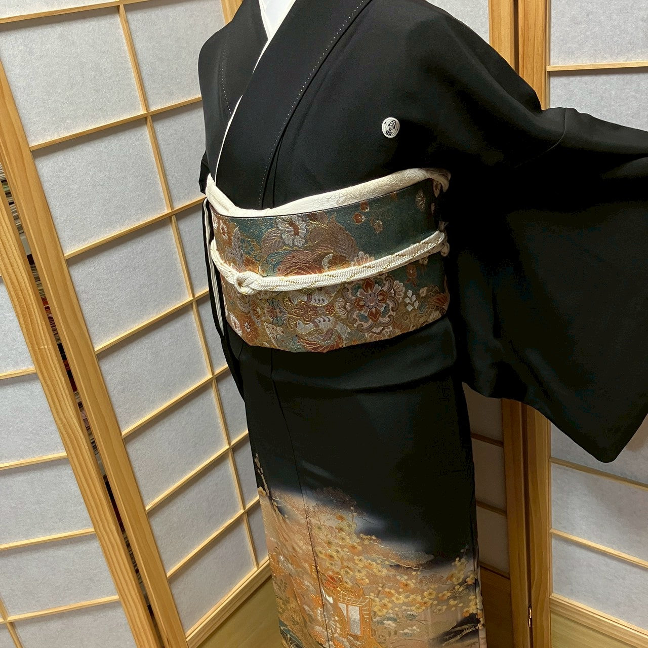 7137# Japanese Tomesode Kimono Vintage Womens Silk Fabric Robe Kimono only sold