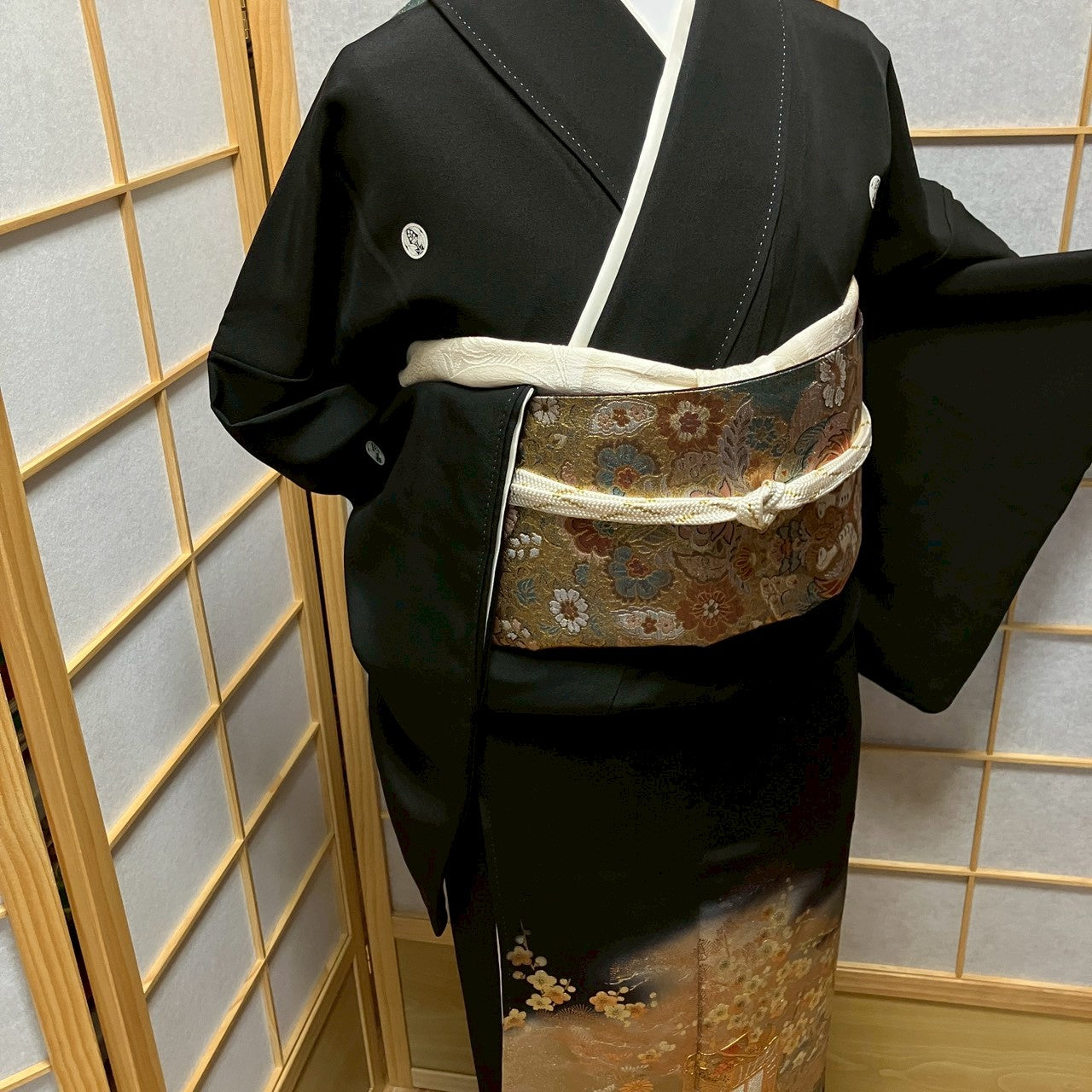 7137# Japanese Tomesode Kimono Vintage Womens Silk Fabric Robe Kimono only sold