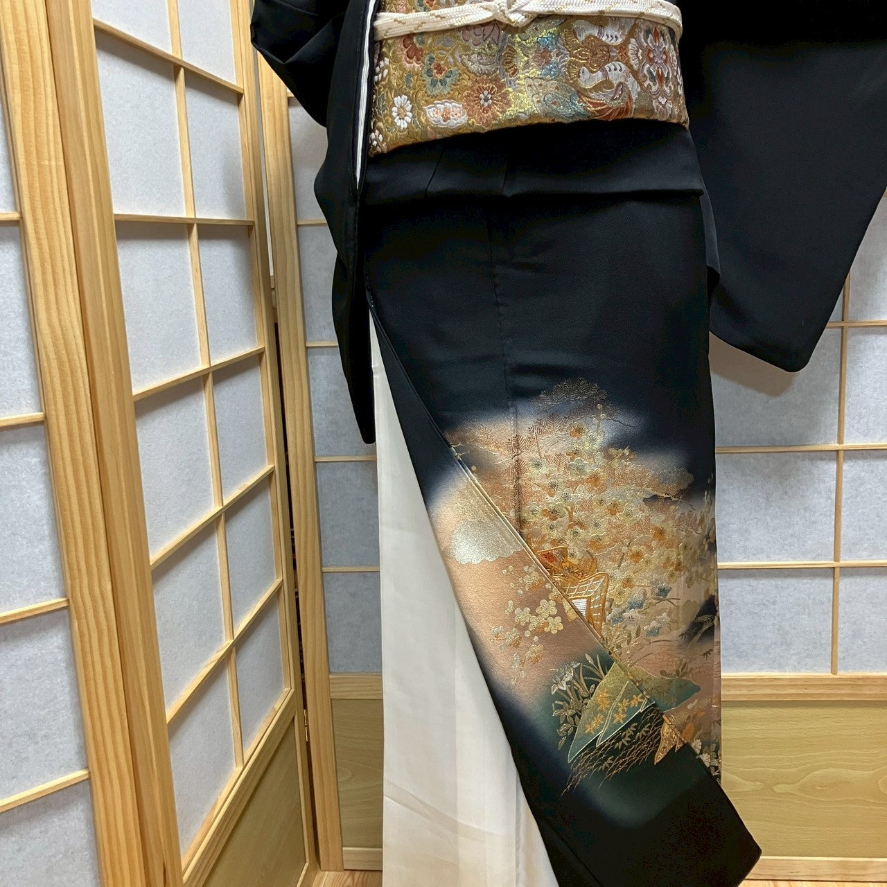 7137# Japanese Tomesode Kimono Vintage Womens Silk Fabric Robe Kimono only sold