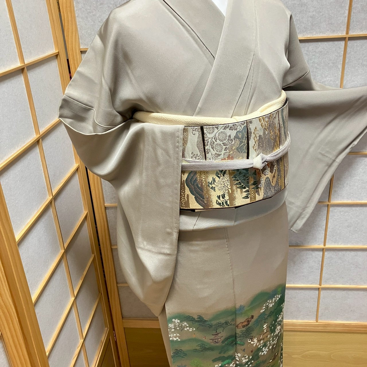 7138# Japanese Kimono Vintage Womens Silk Fabric Robe Kimono only sold