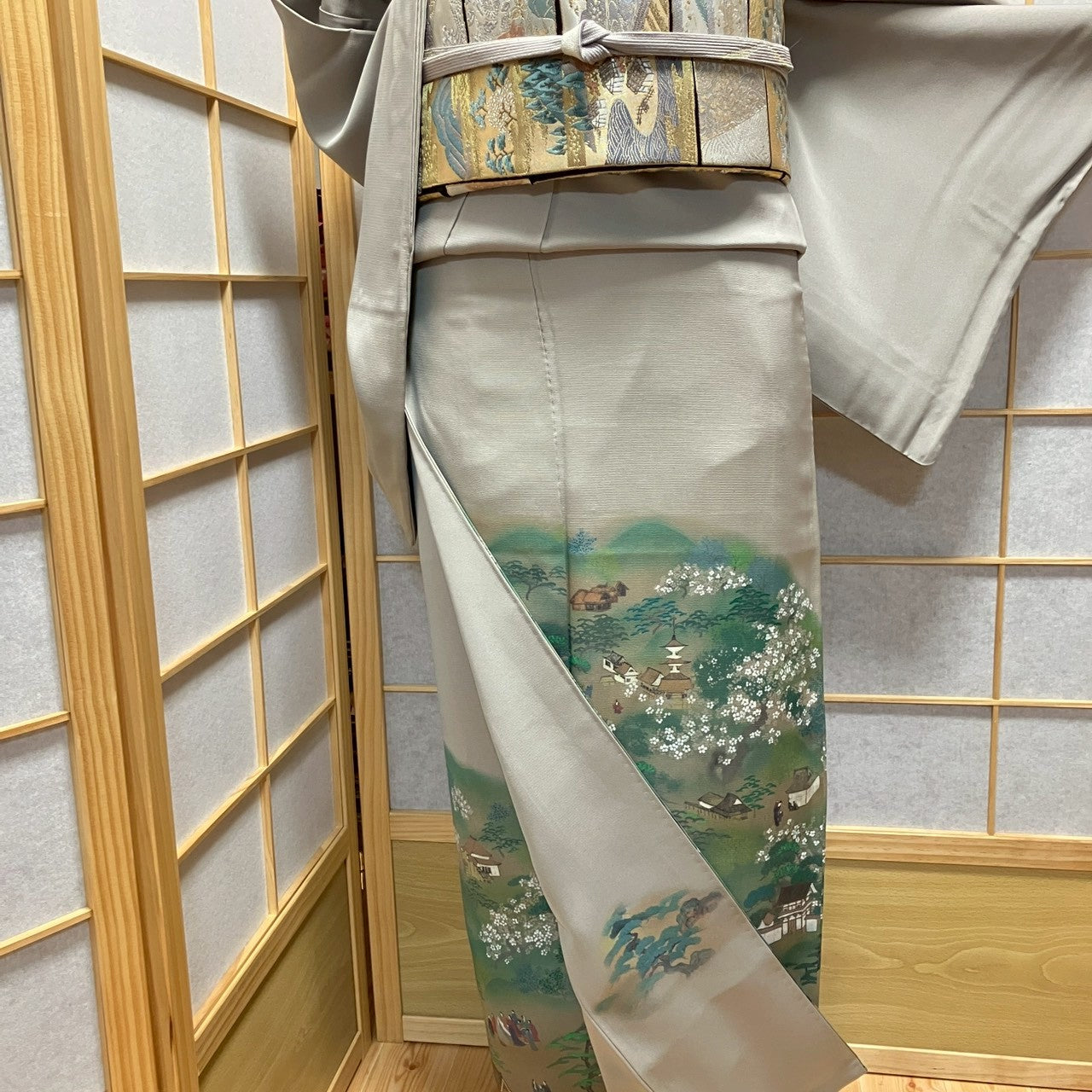 7138# Japanese Kimono Vintage Womens Silk Fabric Robe Kimono only sold