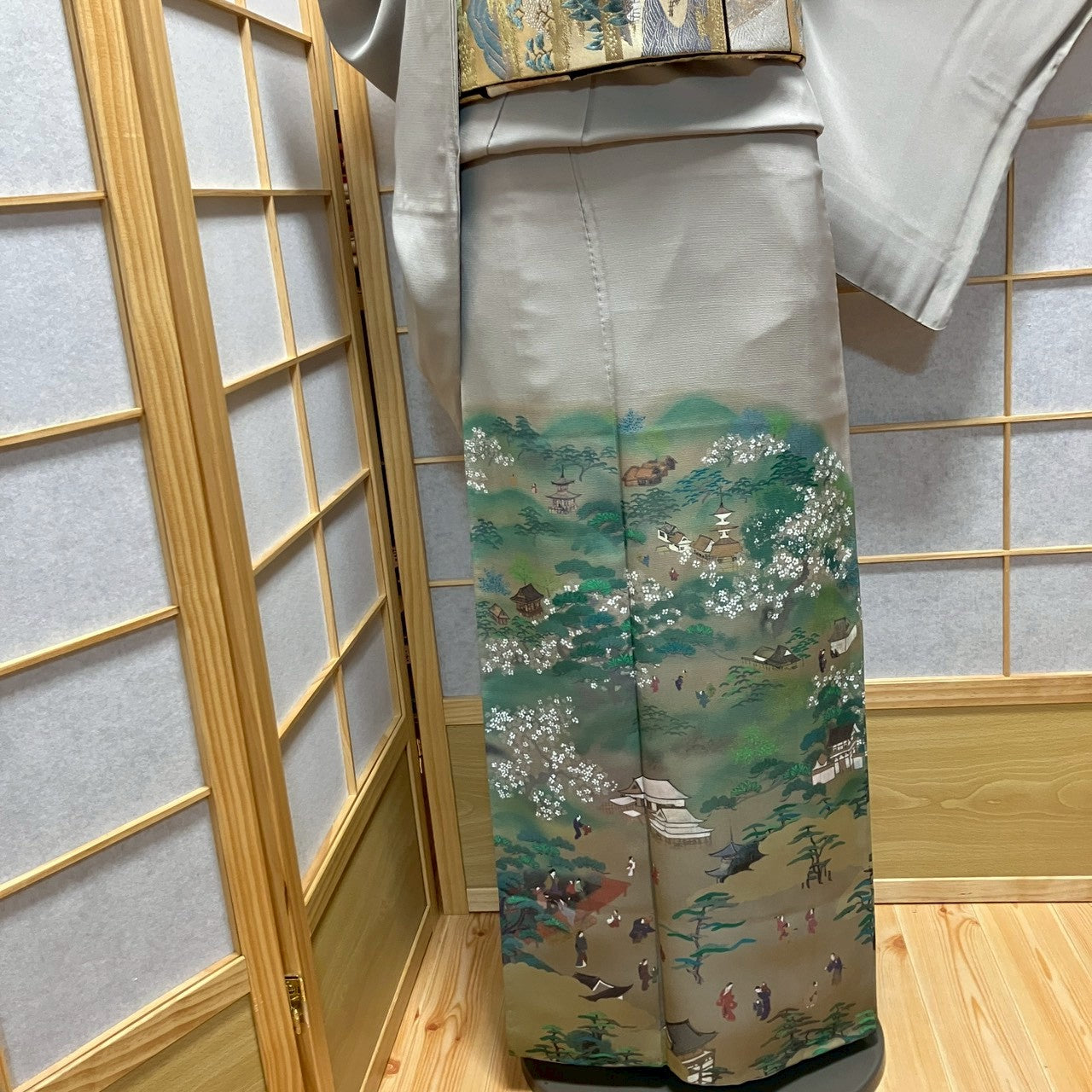 7138# Japanese Kimono Vintage Womens Silk Fabric Robe Kimono only sold