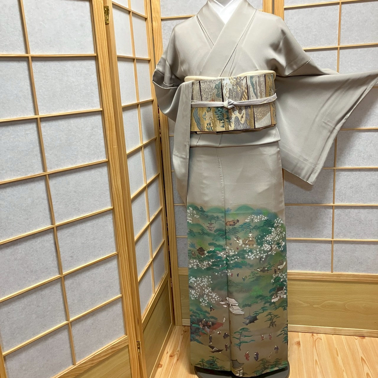 7138# Japanese Kimono Vintage Womens Silk Fabric Robe Kimono only sold
