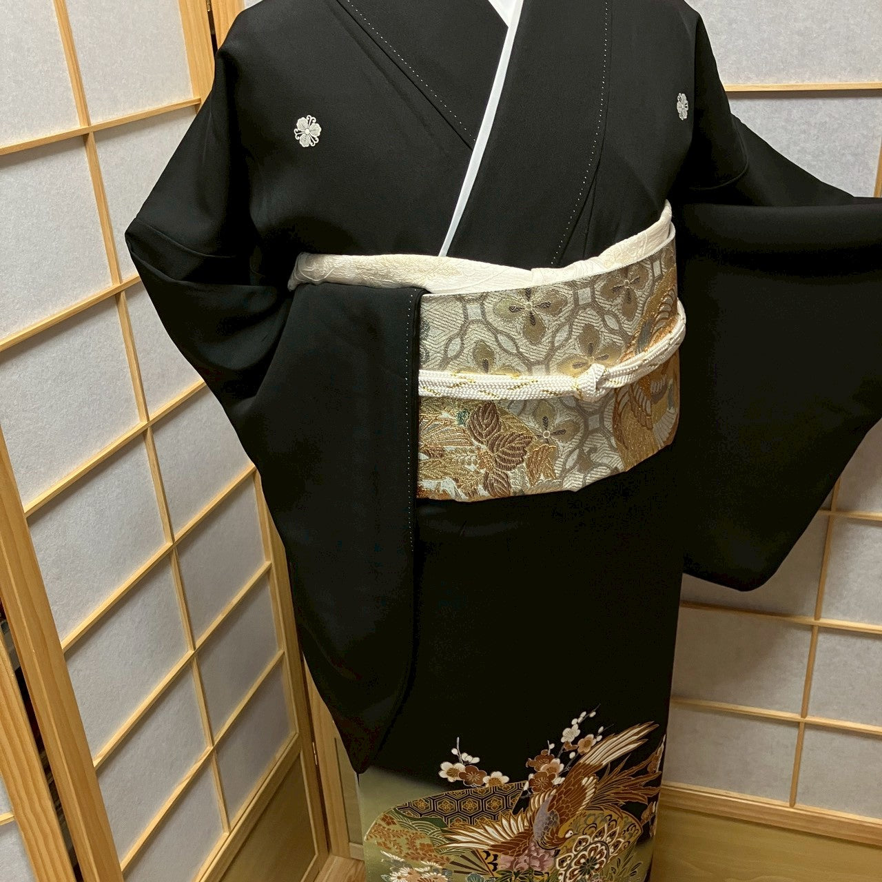 7136# Japanese Tomesode Kimono Vintage Womens Silk Fabric Robe Kimono only sold