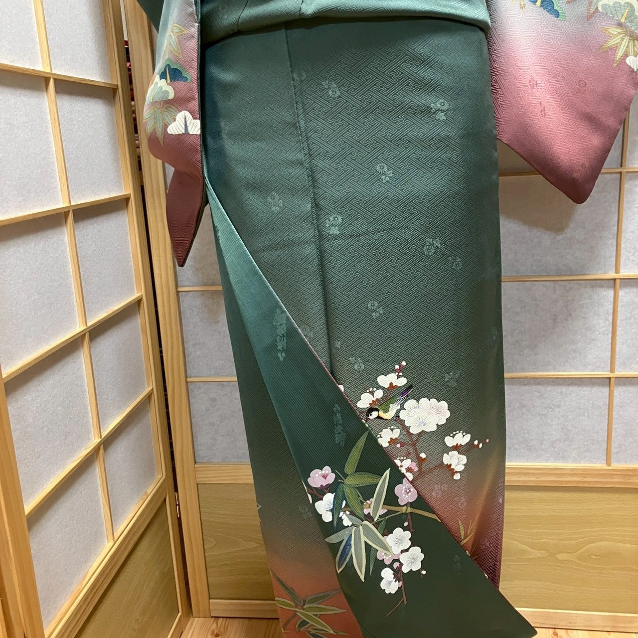 7140# Japanese Kimono Vintage Womens Silk Fabric Robe Kimono only sold