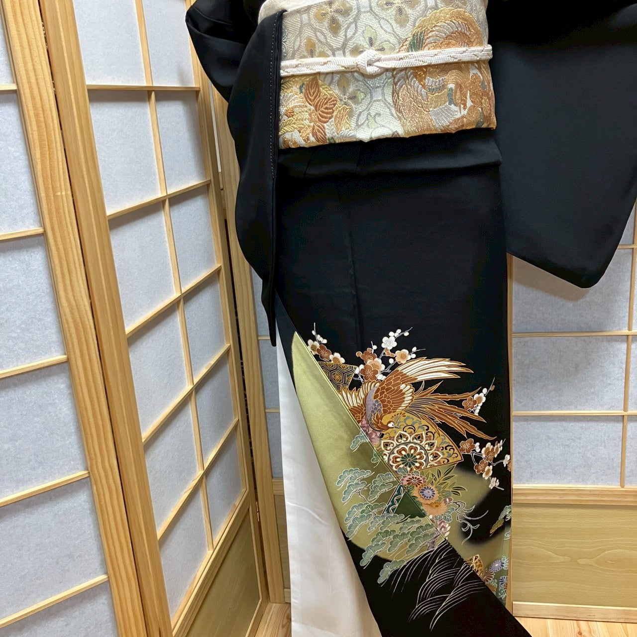 7136# Japanese Tomesode Kimono Vintage Womens Silk Fabric Robe Kimono only sold