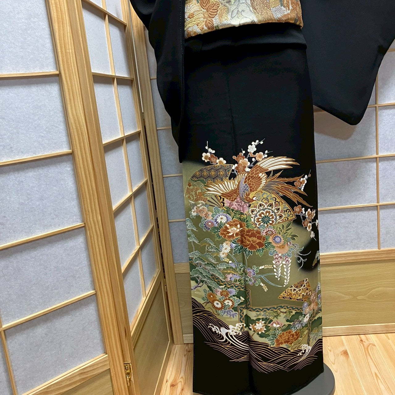 7136# Japanese Tomesode Kimono Vintage Womens Silk Fabric Robe Kimono only sold