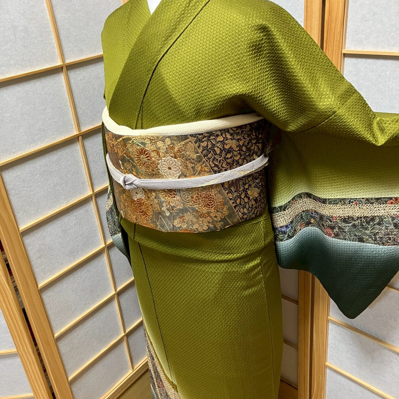 7145# Japanese Kimono Vintage Womens Silk Fabric Robe Kimono only sold Shibori