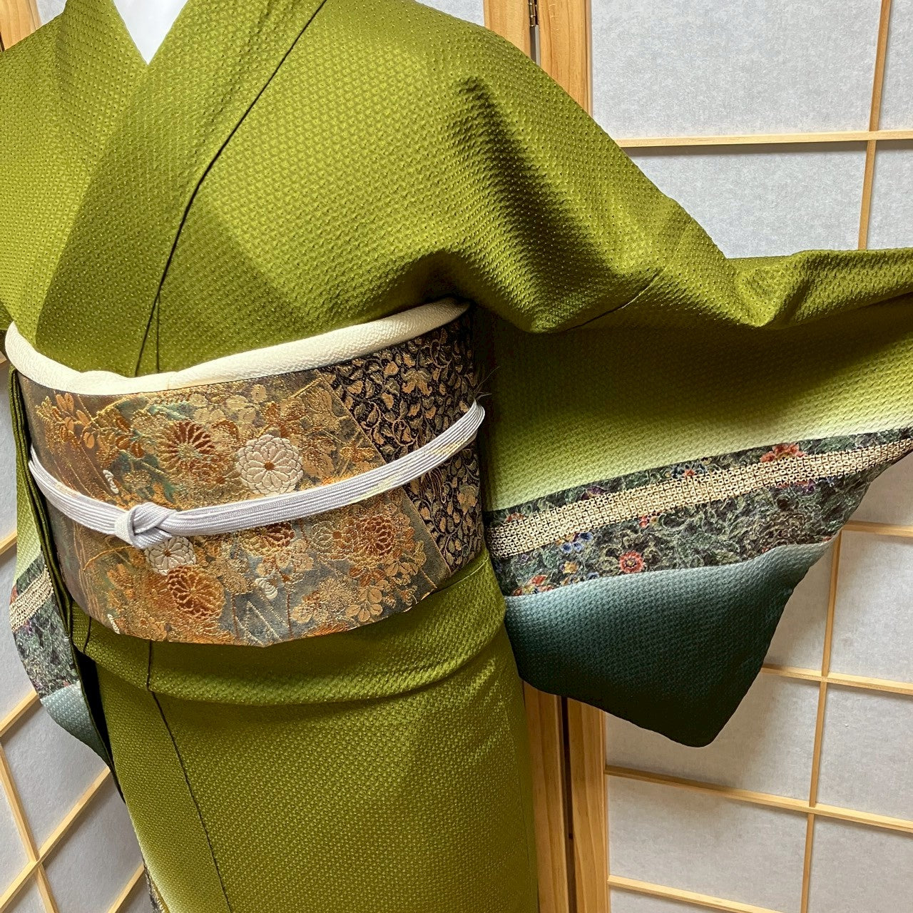 7145# Japanese Kimono Vintage Womens Silk Fabric Robe Kimono only sold Shibori