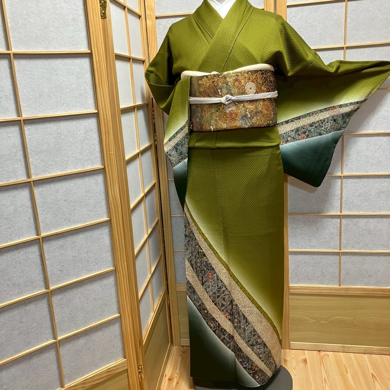 7145# Japanese Kimono Vintage Womens Silk Fabric Robe Kimono only sold Shibori