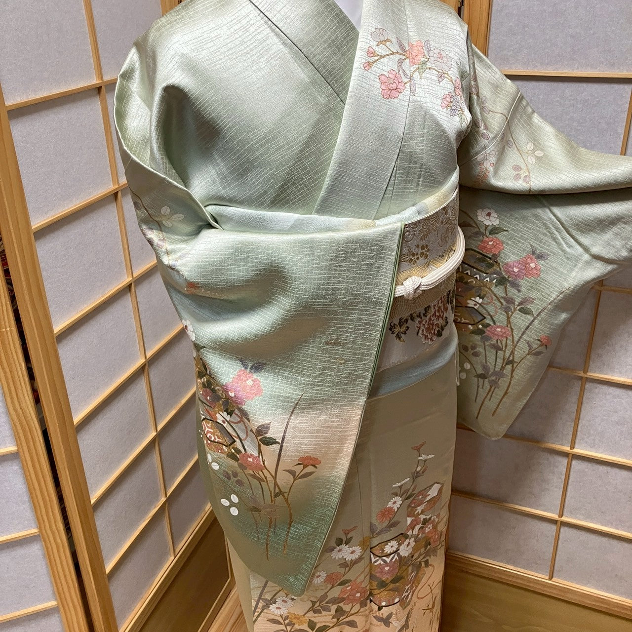 7146# Japanese Kimono Vintage Womens Silk Fabric Robe Kimono only sold