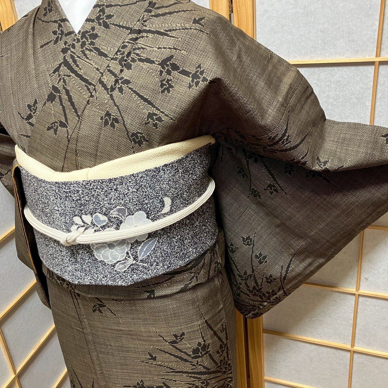 7149# Japanese Kimono Vintage Womens Silk Pongee Fabric Robe Kimono only sold