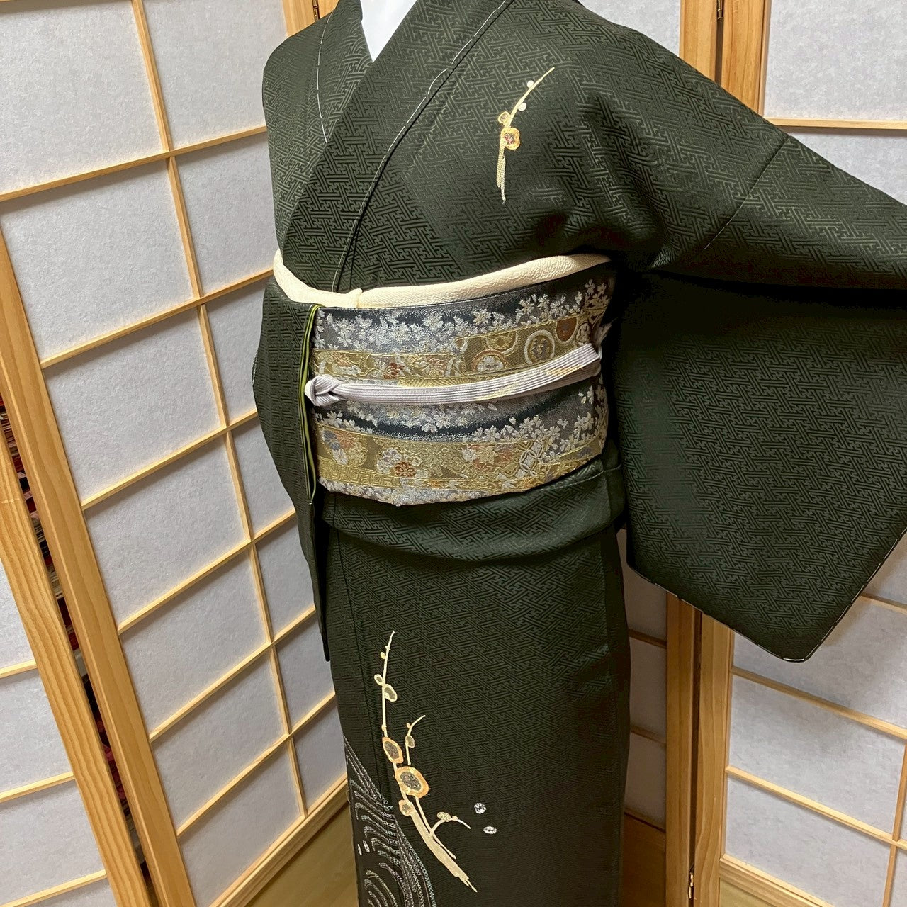 7159# Japanese Kimono Vintage Womens Silk Fabric Robe Kimono only sold